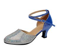 Scarpe Da Danza Latina Sociale Tacchi Alti Scarpe Da Danza Tango Balls Suola Morbida A Punta Aperta Scarpe Da Danza Latina per Donna Danza Tango Valzer Festa Sociale Salsa Sandalo, blu, 41 EU