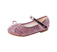 Scarpe da danza per bambini, con paillettes Mary Jane, scarpe basse con fiocco, scarpe da sera di cristallo, scarpe da principessa, scarpe da sposa leggere, scarpe da ballo alla moda, Colore: rosa