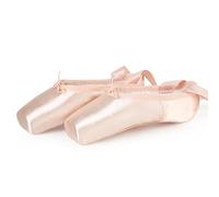 Scarpe da Danza Punta Classica Scarpette da Balletto Pointe Rosa con Nastro e Puntali per Donna e Ragazza 36 EU
