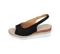 Scarpe da donna 38 rosso casual laterale fibbia cava con fondo piatto, scarpe romane, sandali estivi da donna, sandali alla moda da donna con tacco alto scarpe da donna argento, Nero , 39 EU