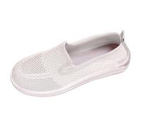 Scarpe da donna a maglia in rete, comode scarpe piatte in tessuto a rete, traspiranti, scarpe da corsa ortopediche, leggere, per tutti i giorni, scarpe da lavoro slipon, bianco, 36 EU
