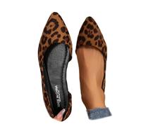 Scarpe da donna a punta svasata con taglio laterale, stile retrò, scarpe da lavoro comode, Stampa leopardata, 39 EU