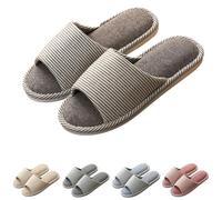 Scarpe da donna alla moda classiche quotidiane aperte a righe morbide antiscivolo pantofole in cotone con tacco piatto per passeggiate all'aperto viaggi casa bagno comodi morbidi cursori, C, 38 EU