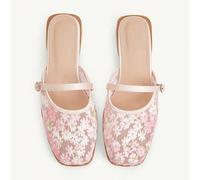 Scarpe da donna alla moda con rete e pizzo, punta quadrata, sandali con tacco basso, scarpe casual e comode da donna, versatili e con temperamento, scarpe basse EUR35,EUR36,EUR37,EUR38,EUR39,EUR40,EUR