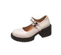 Scarpe da donna alla moda con suola spessa, comode ed eleganti, con tacco alto, per tutti i giorni, tempo libero, eventi, dal design senza tempo, beige., 38 EU
