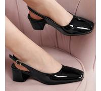 Scarpe da donna alla moda, con tacco basso e cinturino nero classico, adatte per l"estate, laurea, balli di fine anno, vacanze estive, in vendita, eleganti, per Natale, Capodanno e autunno EUR36,EUR37