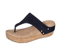 Scarpe da donna all'aperto America Plus Size Solid Color Estate Nuovo Articolo Fondo rotondo spesso Sandali alla moda Stile a spina di pesce per le donne Sandali chiusi Donna Zeppa, Nero , 36 EU