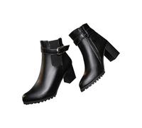 Scarpe da donna Autumn and Winter Warm Thick Heel British Leather Boots Ortopedia Scarpe da donna, Nero , 39 EU