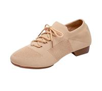 Scarpe da donna ballroom, scarpe da ballo con lacci, punta chiusa, latina, salsa, moderne, comode e antiscivolo, resistenti, per lo sport, da ballo, scarpe da ginnastica, cachi, 38 EU