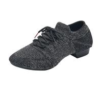 Scarpe da donna ballroom, scarpe da ballo con lacci, punta chiusa, latina, salsa, moderne, comode e antiscivolo, resistenti, per lo sport, da ballo, scarpe da ginnastica, Nero , 38 EU