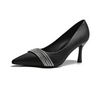 Scarpe da Donna Banchetto Dolce Strass Temperamento a Punta Shallow Mouth Corte Scarpe da Sposa Elegante Versatile Sexy Nightclub Sposa Pompe Black 38
