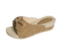 Scarpe da donna ciabatte donna pantofole primavera e zeppa fiocco sandali una parola maul sandali leggeri e comodi sandali casual con plateau scarpe da donna nero vernice, cachi, 42 EU