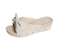 Scarpe da donna ciabatte donna pantofole primavera e zeppa fiocco sandali una parola maul sandali leggeri e comodi sandali casual con plateau scarpe da donna nero vernice, bianco, 40 EU