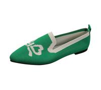 Scarpe da donna Comfort Scarpe estive a punta a punta da donna, scarpe casual traspiranti con fiocco stampato, leggere e comode, pinze da basket da donna senza lacci elastici, verde, 38.5 EU