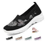 Scarpe da donna comode, morbide e solate, casual, a farfalla, traspiranti, da passeggio, Nero , 36 EU