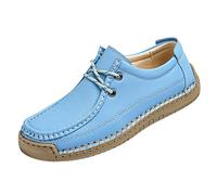 Scarpe da donna, comode, senza dolore, in pelle, da donna, per attività all'aperto, antiscivolo, ortopediche, traspiranti, impermeabili, per il tempo libero, Blu, 36 EU