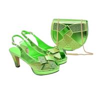 Scarpe da donna con borse abbinate Nigeria Wedding e Party tacchi alti Peep Toe strass pompe, EN8, 42.5 EU