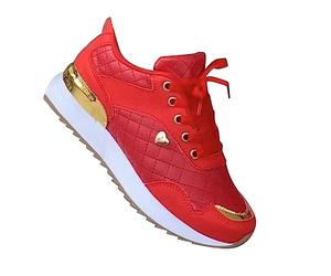 Scarpe da donna con cuori, traspiranti, in colore abbinato, per il tempo libero, da donna, per sneaker, 35-38, blu, Colore: rosso, 38 EU Stretta