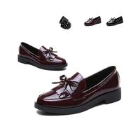 Scarpe da donna con fiocco e tacco basso, con suola in gomma antiscivolo, comode e casual, Colore: rosso, 35 EU