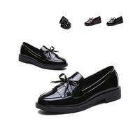 Scarpe da donna con fiocco e tacco basso, con suola in gomma antiscivolo, comode e casual, Nero , 36 EU