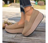Scarpe da donna con platform e slip-on, suola con zeppa spessa e colore unito, scarpe a dondolo comode con suola spessa, scarpe con tacco alto versatili e casual per tutte le stagioni, calzature di mo