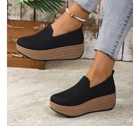Scarpe da donna con platform e slip-on, suola spessa a zeppa, scarpe con effetto shaking, in colore unito, comode scarpe con suola spessa e tacco alto, versatili e casual per tutte le stagioni, di mod