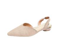 Scarpe da donna con punta a punta, chiuse, con cinturino posteriore, scarpe col tacco aperte, per lavoro, ufficio, casual, da cerimonia, estive, con tacco a gatto, pumps, Beige, 38 EU