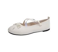 Scarpe da Donna con Punta Arrotondata e Fiocco, perfette per Tutti i Giorni - Eleganti Ballerine in Stile Mary Jane per Un Comfort Che Dura Tutto Il Giorno. (1-White, 37)