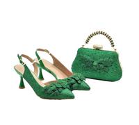 Scarpe da donna con tacco a punta con piccola borsa Nigeria Party Shoes e borse decorate, En8 per set, 41.5 EU