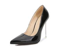 Scarpe da Donna con Tacco a Punta da 4,3" Décolleté con Tacco a Spillo Scarpe Eleganti Slip-on con Tacco Alto, Tacchi Alti di Grandi Dimensioni Tacchi Sexy in Metallo da Discoteca,Nero,44 EU