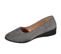 Scarpe da donna con tacco a zeppa, comode, in pelle scamosciata, slip-on, grigio., 43 EU