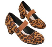 Scarpe da donna con tacco alto casual con cinturino incrociato, tacco medio a blocco Mary Jane con cinturino alla caviglia, scarpe corte da donna con supporto comodo da lavoro, Cintura leopardata, 40