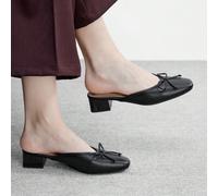Scarpe da donna con tacco alto, fiocco, punta chiusa, sandali neri semplici, comodi per il pendolarismo, scarpe casual da mulo CN36,CN37,CN38,CN39,CN40,CN41Colore unico