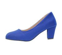 Scarpe da donna con tacco alto, punta chiusa, classiche, senza lacci, eleganti, con punta arrotondata, per uso professionale, ufficio, serata, feste, Blu, 40 EU