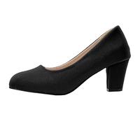 Scarpe da donna con tacco alto, punta chiusa, classiche, senza lacci, eleganti, con punta arrotondata, per uso professionale, ufficio, serata, feste, Nero , 38 EU