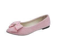 Scarpe da donna con tacco blu e autunno leggero camoscio Pointed Shallow Mouth Soft Bottom Bow Single Shoes Daily Incontri Commuting Large Size Ballet Shoes Flat Shoes 41 Donna, Colore: rosa., 43 EU