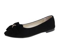 Scarpe da donna con tacco blu e autunno leggero camoscio Pointed Shallow Mouth Soft Bottom Bow Single Shoes Daily Incontri Commuting Large Size Ballet Shoes Flat Shoes 41 Donna, Nero , 40 EU
