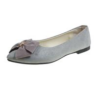 Scarpe da donna con tacco blu e autunno leggero camoscio Pointed Shallow Mouth Soft Bottom Bow Single Shoes Daily Incontri Commuting Large Size Ballet Shoes Flat Shoes 41 Donna, grigio., 41 EU