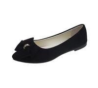 Scarpe da donna con tacco blu e autunno leggero camoscio Pointed Shallow Mouth Soft Bottom Bow Single Shoes Daily Incontri Commuting Large Size Ballet Shoes Flat Shoes 41 Donna, Blu scuro, 35 EU