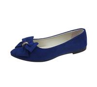Scarpe da donna con tacco blu e autunno leggero camoscio Pointed Shallow Mouth Soft Bottom Bow Single Shoes Daily Incontri Commuting Large Size Ballet Shoes Flat Shoes 41 Donna, Blu, 37 EU