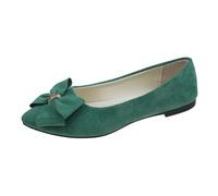 Scarpe da donna con tacco blu e autunno leggero camoscio Pointed Shallow Mouth Soft Bottom Bow Single Shoes Daily Incontri Commuting Large Size Ballet Shoes Flat Shoes 41 Donna, verde, 35 EU