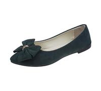 Scarpe da donna con tacco blu e autunno leggero camoscio Pointed Shallow Mouth Soft Bottom Bow Single Shoes Daily Incontri Commuting Large Size Ballet Shoes Flat Shoes 41 Donna, Blu marino, 43 EU