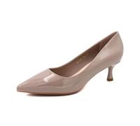 Scarpe da Donna con Tacco Medio in Vernice, Scarpe Primaverili con Tacco a Punta(Nude Color,37)