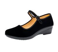 Scarpe da Donna con Tacco Piatto, Nere, Slip-on, Versatili ed Eleganti, Mary Jane(Black 4,37EU)