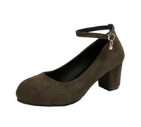 Scarpe da donna Dirndl, eleganti e comode, da sposa, con cinturino alla caviglia, con tacco alto, per matrimoni, Oktoberfest e feste, verde militare, 37 EU
