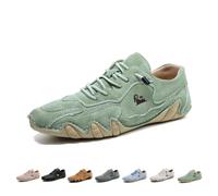 Scarpe da Donna E Uomo Ginnastica Ortopediche, Mocassini Slip On Impermeabili in Pelle Traspiranti Casual All'aperto Comode Cuciture A Mano(Green,46 EU)