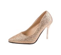 Scarpe da donna eleganti con tacco a spillo, scarpe a punta, eleganti da sera, larghezza H, scarpe estive, leggere, per matrimoni e feste, gold, 37 EU