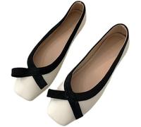 Scarpe da donna eleganti - Mary Jane Scarpe basse bicolore da sposa piatte Slip-On scarpe singole leggere comode estive a bocca piatta scarpe da sera, bianco, 37 EU