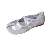 Scarpe da donna estive 2026 alla moda, comode, in tinta unita, con punta divisa, ideali per l'uso quotidiano, eleganti e casual, argento, 36 EU