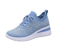 Scarpe da donna estive chic e comode tacchi con zeppa, scarpe da ginnastica alte da donna, scarpe da ginnastica larghe, unisex per tutte le stagioni, sneaker da jogging comode, scarpe da tennis, Blu